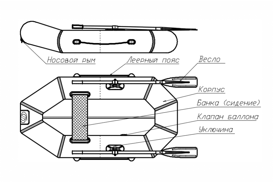 Лодка ПВХ Фрегат М-1 (200 см) с веслами